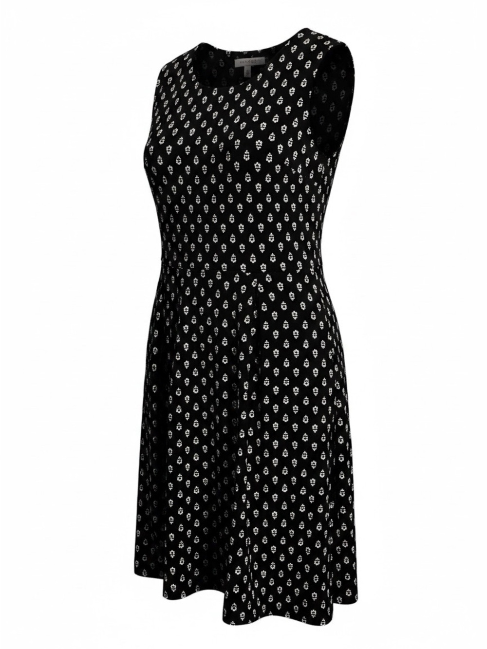 J Jill Black Wearever Collection Pleated Geometric Design Dress Size M